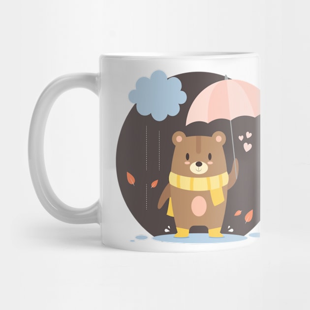 Lovely Bear In Rain Day by MariaStore